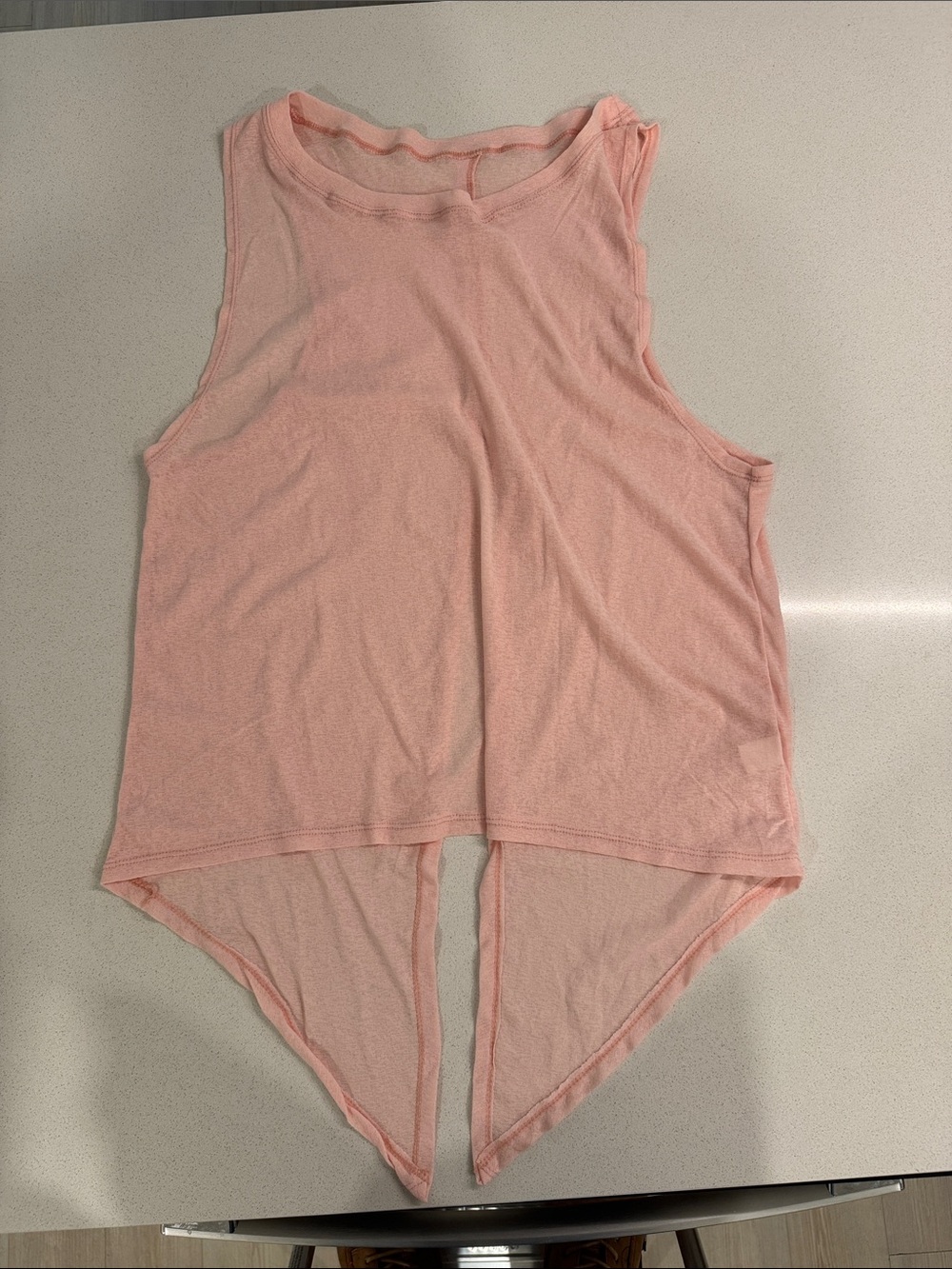 SHEIN Light Pink Tie-Front High-Low Tank Top